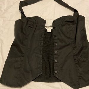White House Black Market Black Ruched Blouse